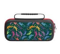 Compatible with Nintendo Switch Case, Tropical Lizard Gecko Colorful Travel Carry Case Compatible with Switch Lite/Oled Console Case, Protective Case with Pockets for Accessories & Games