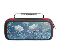 Compatible with Nintendo Switch Case, Winter Snowy Night Flowers Travel Carry Case Compatible with Switch Lite/Oled Console Case, Protective Case with Pockets for Accessories & Games