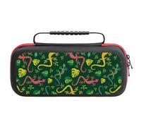 Compatible with Nintendo Switch Case, Yellow Pink Cute Lizard Travel Carry Case Compatible with Switch Lite/Oled Console Case, Protective Case with Pockets for Accessories & Games