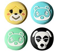 Compatible With Nintendo Switch Joy-Con/Switch Lite - Animal Crossing 4 Pack Thumb Grips Tom Nook, Isabelle, KK Slider - Rubber Silicone Protective Covers