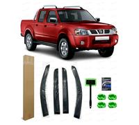 Compatible with Nissan Navara D22 1998-2005 Wind Deflectors Rain Guards & Car Window Cleaning Fluorescent Long Handle Microfibre Drying Cloths 5-Pack Set | Complete Rainy Day Car Care Kit