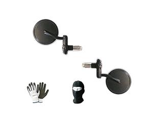 COMPATIBLE WITH NORTON COMMANDO 961 SF PAIR OF MIRRORS CAFE' RACE BLACK ALUMINUM ROUND MIRROR BAR-END SIDE SLIDING BAR ATTACHMENT FROM Ø13 TO 22 ADJUSTABLE UPWARDS AND DOWNWARDS