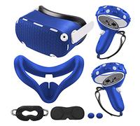 Compatible with Oculus Quest 2 Accessories, VR Silicone face Cover, VR Shell Cover,Compatible with Quest 2 Touch Controller Grip Cover,Protective Lens Cover,Disposable Eye Cover