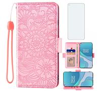 Compatible with OnePlus 9 OnePlus9 5G Wallet Case and Tempered Glass Screen Protector Card Holder Stand Magnetic Leather Phone Cover for One Plus9 On 1 Plus 1plus One+ 1+ 1+9 Nine Women Men Rose Gold