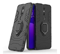 Compatible with OPPO F11 Pro Case, Metal Ring Grip Kickstand Shockproof Hard Bumper Shell (Works with Magnetic Car Mount) Dual Layer Rugged Cover for OPPO F11 Pro (Black)