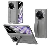 Compatible with Oppo Find N6 2026 Full Body Case, Built-in Screen Protector & Hinge Protection,Shockproof Hard PC All-Inclusive Silicone Grip Cover [Kickstand] (Grey)