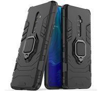 Compatible with OPPO Reno 10X Zoom Case, Metal Ring Grip Kickstand Shockproof Hard Bumper Shell (Works with Magnetic Car Mount) Dual Layer Rugged Cover for OPPO Reno 10 X Zoom (Black)