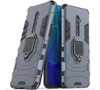 Compatible with OPPO Reno 10X Zoom Case, Metal Ring Grip Kickstand Shockproof Hard Bumper Shell (Works with Magnetic Car Mount) Dual Layer Rugged Cover for OPPO Reno 10 X Zoom (Navy Blue)
