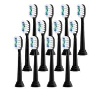 Compatible with Philips Sonicare Electric Toothbrush Replacement Heads, Diamond Clean Brush Head for 4100 5300 6500(Black-12 Pcs)