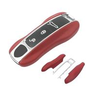 Compatible with Porsche Key Fob Cover Leather Compatible with Porsche Cayenne 2018-2025 Panamera 2017-2024 911 2019-2023 Taycan 2019-2024 Compatible with Porsche Key Cover (Red)