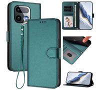Compatible with Realme 16 Pro Plus Wallet Case, Slim Leather Wallet Phone Case with Card Slots, Wrist Strap & Kickstand, Shockproof Protective Cover for Men Women(Dark Green)