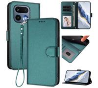 Compatible with Realme 16 Pro Wallet Case, Slim Leather Wallet Phone Case with Card Slots, Wrist Strap & Kickstand, Shockproof Protective Cover for Men Women(Dark Green)