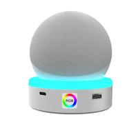 Compatible with RGB Table Holder for Echo Dot 4th/5th and other speakers Generation, Desktop Stand Mount/Base with 4 Light Modes, Touch Screen Switch, Type-C and USB-A Outputs (White)