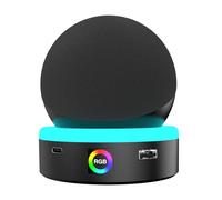 Compatible with RGB Table Holder for Echo Dot 4th/5th and other speakers Generation, Desktop Stand Mount/Base with 4 Light Modes,Touch Screen Switch,Type-C and USB-A Outputs (Black)