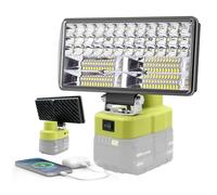 Compatible with Ryobi 18V Battery Cordless Work Light,38W 6000LM LED Flood Lights,2 Brightness Flashlight with USB & Type C Charging Port and Low Voltage Protection for Garage Emergency