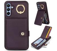 Compatible with Samsung Galaxy A26/A17, PU Leather Card Holder Case RFID Anti-Scan Wallet Cover, Rear Pocket Design with Integrated Ring Stand Drop Resistant Durable Protective Phone Case,Purple
