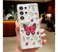 Compatible with Samsung Galaxy A36 5G Case,Cute Colorful Butterfly Pattern Transparent Rhinestone Luxury Silicone Case,Non-Yellow Soft Touch Protective Slim Shockproof Diamond Cover,Butterfly A892