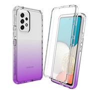 Compatible with Samsung Galaxy A53 5G Case with Built-in Screen Protector, Gradient Clear Rugged Shockproof Hybrid Full Body Case Cover for Samsung Galaxy A53 5G, HALF-PURPLE