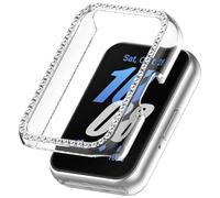 Compatible with Samsung Galaxy Fit3 Bling Diamond Case PC Bumper Protective Cases, (No Screen Protector),Women Girls Crystal Shining Rhinestone Cases Smartwatch Accessories Case(CLEAR+CLEAR)