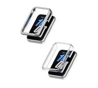 Compatible with Samsung Galaxy Fit3 Bling Diamond Case PC Bumper Protective Cases,(No Screen Protector),Women Girls Crystal Shining Rhinestone Cases Smartwatch Accessories Case(Clear+Silver)