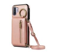 Compatible with Samsung Galaxy Note 10 Plus Note10+ 5G Wallet Case Screen Protector Crossbody Shoulder Strap Buckle Card Holder Phone Cover for Note10 + Notes 10+ Ten Not 10Plus Women Men Rose Gold