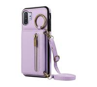 Compatible with Samsung Galaxy Note 10 Plus Note10+ 5G Wallet Case Screen Protector Crossbody Shoulder Strap Buckle Card Holder Phone Cover for Note10 + Notes 10+ Ten Not 10Plus Women Men Purple