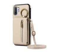 Compatible with Samsung Galaxy Note 10 Plus Note10+ 5G Wallet Case Screen Protector Crossbody Shoulder Strap Buckle Card Holder Phone Cover for Note10 + Notes 10+ Ten Not 10Plus Women Men Beige