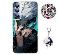 Compatible with Samsung Galaxy S21 FE 5G Case Satoru Gojo / Itadori Yuji Anime Game Design [With Vision Keychain and 50pcs Stickers] Cartoon Transparent Soft Silicona Case for Samsung S21 FE 5G
