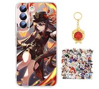 Compatible with Samsung Galaxy S25 Ultra Case Genshin Impact Hu tao Anime Game Design [With Vision Keychain and 50pcs Stickers] Cartoon Transparent Soft Silicona Case for Samsung Galaxy S25 Ultra
