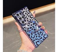 Compatible with Samsung Galaxy S25 Ultra Case, Leopard Print Phone Case, Compatible with MagSafe of Glitter Design Shockproof Protective Girls and Men Women Cover for Samsung S25 Ultra. Blue BW