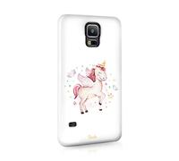 Compatible with Samsung Galaxy S6 Tirita Hard Case Cover PRINTED GLITTER, NOT REAL GLITTER Magical Unicorns Heart Pastel Colours Pink Stars
