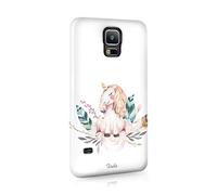 Compatible with Samsung Galaxy S6 Tirita Hard Case Cover PRINTED GLITTER, NOT REAL GLITTER Magical Unicorns Heart Pastel Colours Pink Stars