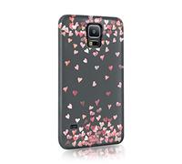 Compatible with Samsung Galaxy S7 Edge Tirita Hard Case Cover PRINTED GLITTER, NOT REAL GLITTER Floating Hearts Gold Bling Dots Design Pattern Snap-On Protective