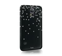 Compatible with Samsung Galaxy S7 Edge Tirita Hard Case Cover PRINTED GLITTER, NOT REAL GLITTER Floating Hearts Glitter Marble Rose Gold Pink Cream Design Bling Pattern Snap-On Protective