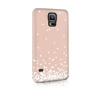 Compatible with Samsung Galaxy S7 Edge Tirita Hard Case Cover PRINTED GLITTER, NOT REAL GLITTER Floating Hearts Glitter Marble Rose Gold Pink Cream Design Bling Pattern Snap-On Protective