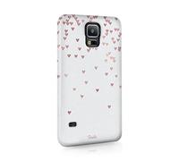 Compatible with Samsung Galaxy S7 Edge Tirita Hard Case Cover PRINTED GLITTER, NOT REAL GLITTER Floating Hearts Glitter Marble Rose Gold Pink Cream Design Bling Pattern Snap-On Protective