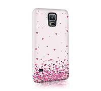 Compatible with Samsung Galaxy S7 Edge Tirita Hard Case Cover PRINTED GLITTER, NOT REAL GLITTER Floating Hearts Glitter Marble Rose Gold Pink Cream Design Bling Pattern Snap-On Protective