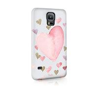 Compatible with Samsung Galaxy S7 Edge Tirita Hard Case Cover PRINTED GLITTER, NOT REAL GLITTER Floating Hearts Gold Bling Dots Design Pattern Snap-On Protective
