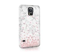 Compatible with Samsung Galaxy S7 Edge Tirita Hard Case Cover PRINTED GLITTER, NOT REAL GLITTER Floating Hearts Glitter Marble Rose Gold Pink Cream Design Bling Pattern Snap-On Protective