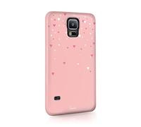 Compatible with Samsung Galaxy S7 Edge Tirita Hard Case Cover PRINTED GLITTER, NOT REAL GLITTER Floating Hearts Glitter Marble Rose Gold Pink Cream Design Bling Pattern Snap-On Protective