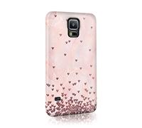 Compatible with Samsung Galaxy S7 Edge Tirita Hard Case Cover PRINTED GLITTER, NOT REAL GLITTER Floating Hearts Glitter Marble Rose Gold Pink Cream Design Bling Pattern Snap-On Protective