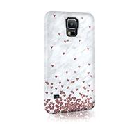 Compatible with Samsung Galaxy S7 Edge Tirita Hard Case Cover PRINTED GLITTER, NOT REAL GLITTER Floating Hearts Glitter Marble Rose Gold Pink Cream Design Bling Pattern Snap-On Protective