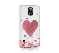 Compatible with Samsung Galaxy S7 Edge Tirita Hard Case Cover PRINTED GLITTER, NOT REAL GLITTER Floating Hearts Gold Bling Dots Design Pattern Snap-On Protective