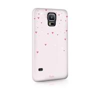 Compatible with Samsung Galaxy S7 Edge Tirita Hard Case Cover PRINTED GLITTER, NOT REAL GLITTER Floating Hearts Glitter Marble Rose Gold Pink Cream Design Bling Pattern Snap-On Protective