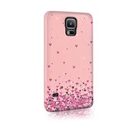 Compatible with Samsung Galaxy S7 Edge Tirita Hard Case Cover PRINTED GLITTER, NOT REAL GLITTER Floating Hearts Glitter Marble Rose Gold Pink Cream Design Bling Pattern Snap-On Protective
