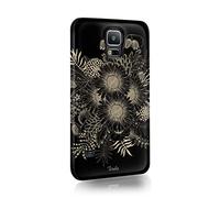 Compatible with Samsung Galaxy S8 Plus Tirita Hard Case Cover PRINTED GLITTER, NOT REAL GLITTER Floral Flowers Black and White Gold B&W Design Bling Pattern
