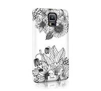 Compatible with Samsung Galaxy S9 Plus Tirita Hard Case Cover PRINTED GLITTER, NOT REAL GLITTER Floral Flowers Black and White Gold B&W