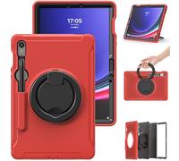 Compatible with Samsung Galaxy Tab S10 Lite 10.9 inch SM-X400/X406B 2025 Kids Case, 360° Rotatable Handle Stand Heavy Duty 3-Layer Hybrid TPU Full-Body Shockproof Cover (Red)