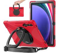 Compatible with Samsung Galaxy Tab S10 Ultra 14.6" 2024 X920 Shockproof Kids Case,360 Degree Rotating Handle Stand Bracket Heavy Duty Rugged Cover,[Kickstand] [Shoulder Strap] (Red)