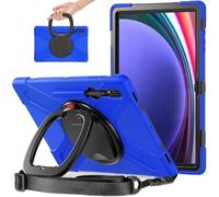 Compatible with Samsung Galaxy Tab S10 Ultra 14.6" 2024 X920 Shockproof Kids Case,360 Degree Rotating Handle Stand Bracket Heavy Duty Rugged Cover,[Kickstand] [Shoulder Strap] (Blue)